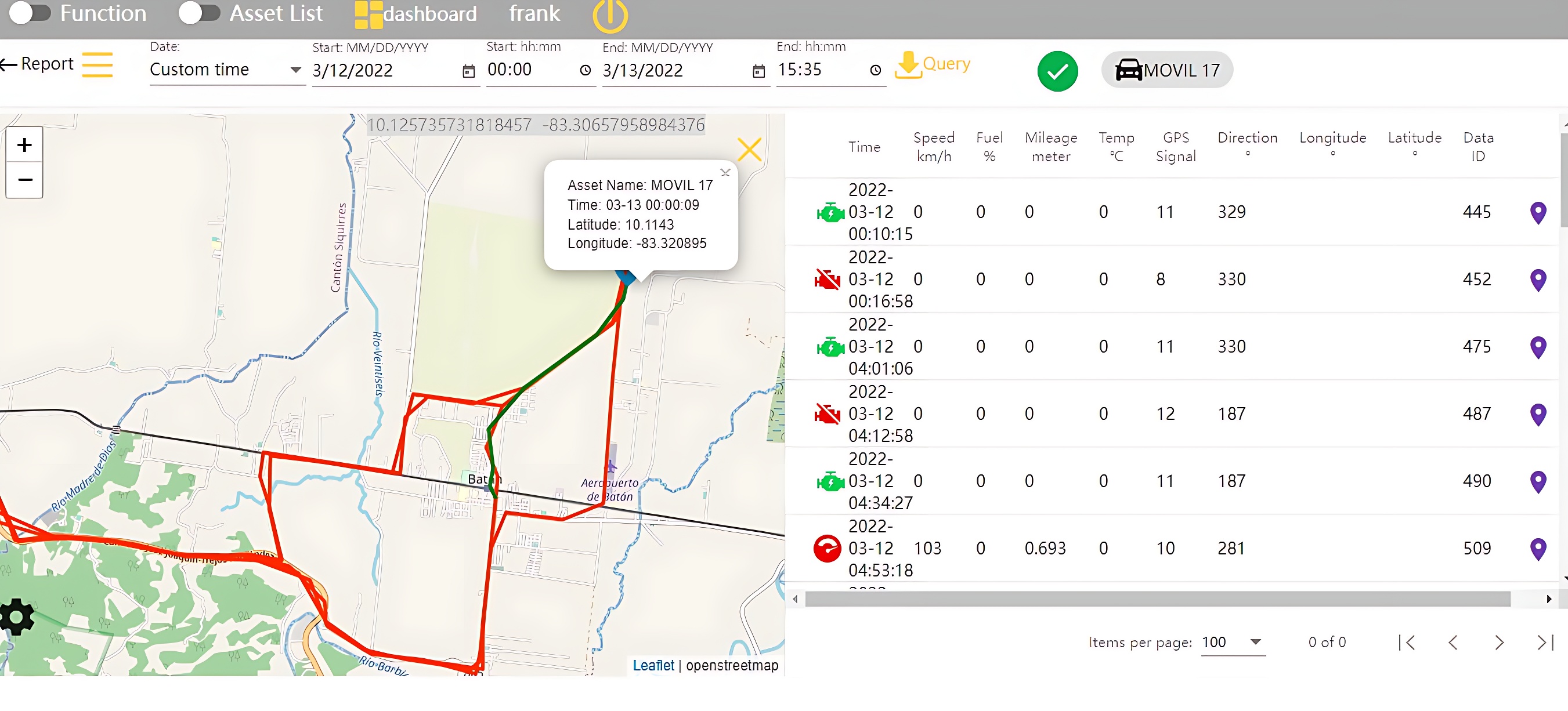 engine on off tracking software