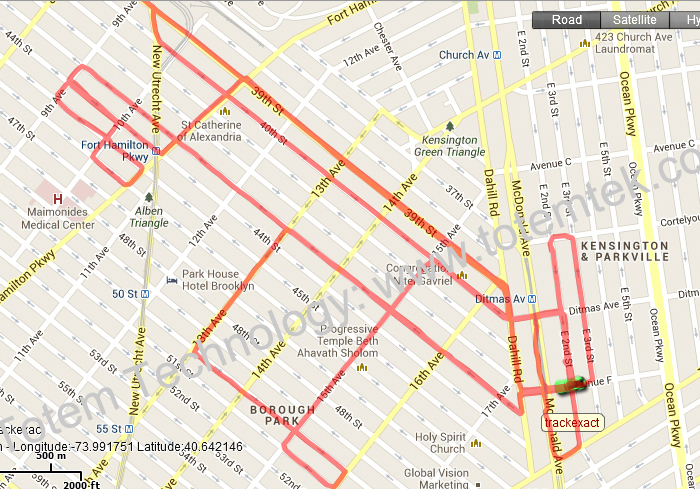 vehicles traces on gps tracking software