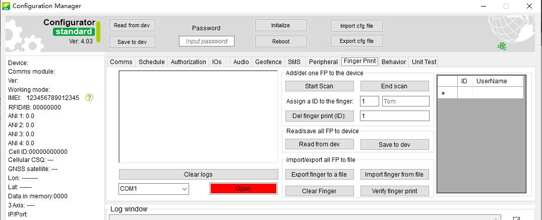 configuration of finger print in gps tracking solution