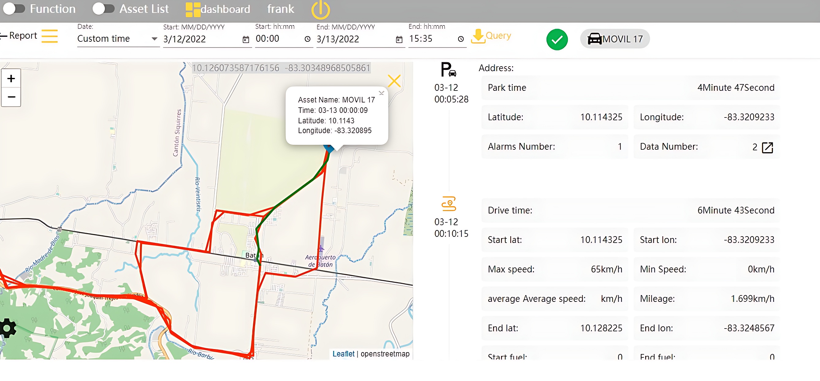 driving parking timeline tracking software